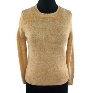 VINTAGE Alan Paine Yellow Marled Wool-Linen Crewneck Pullover Sweater 38 VTG